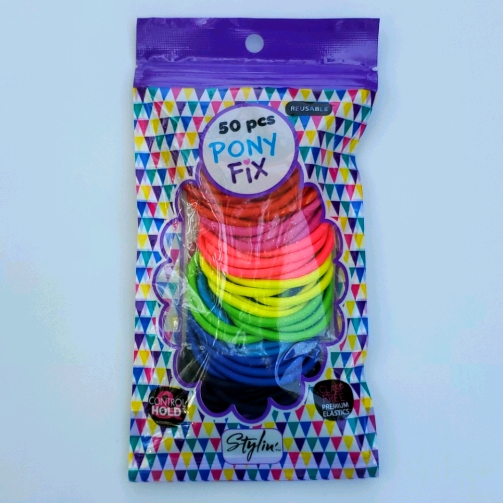 Stylin' 50 pc Pony Fix Clasp Free Premium Elastics